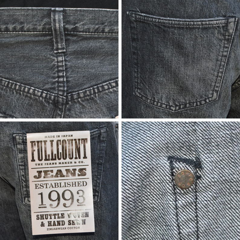 FULL COUNT "0105 BKHW" Wide Black Selvedge Denim Dartford