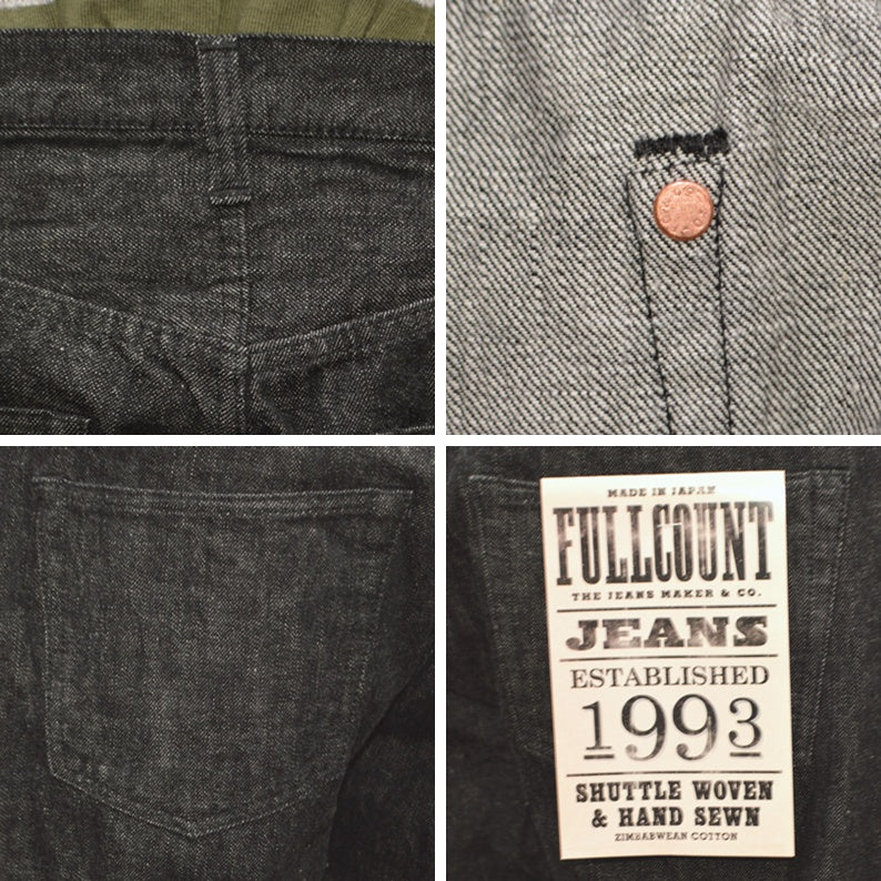 FULL COUNT "1101BK" Straight Black Denim