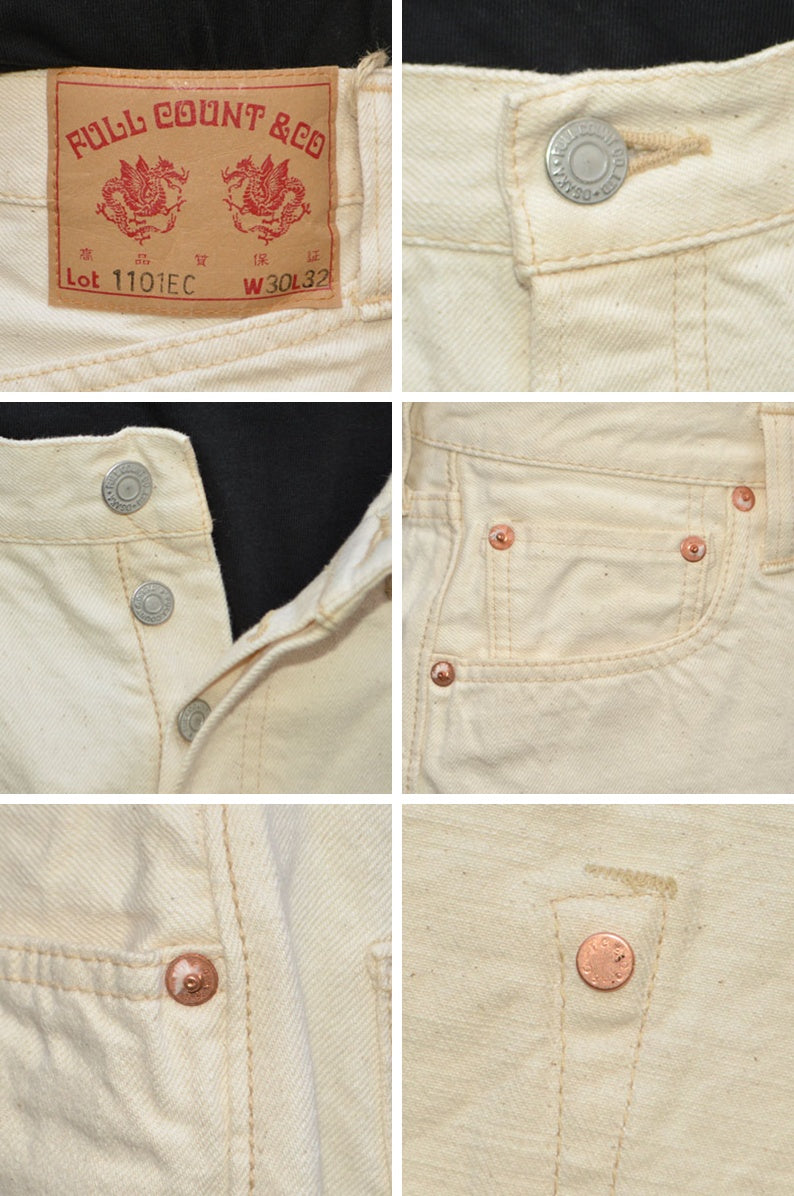 FULL COUNT "1101EC" Straight Ecru Selvedge Denim