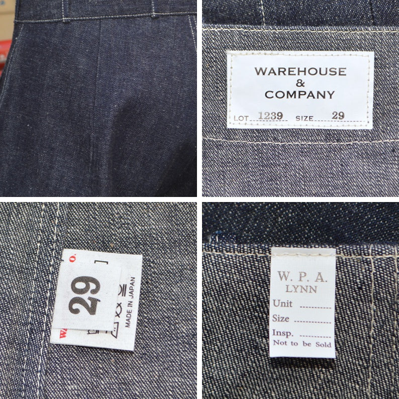 WAREHOUSE "1239" 1930'S WPA DOUBLE KNEE DENIM TROUSERS