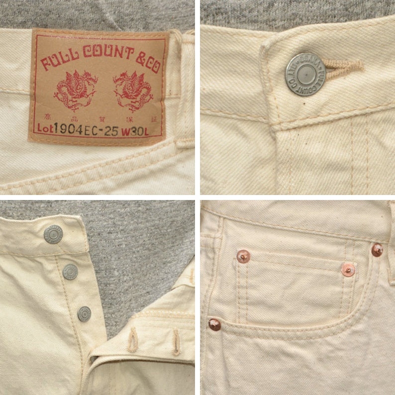 FULL COUNT "1904EC" 5POCKET ECRU DENIM SHORTS