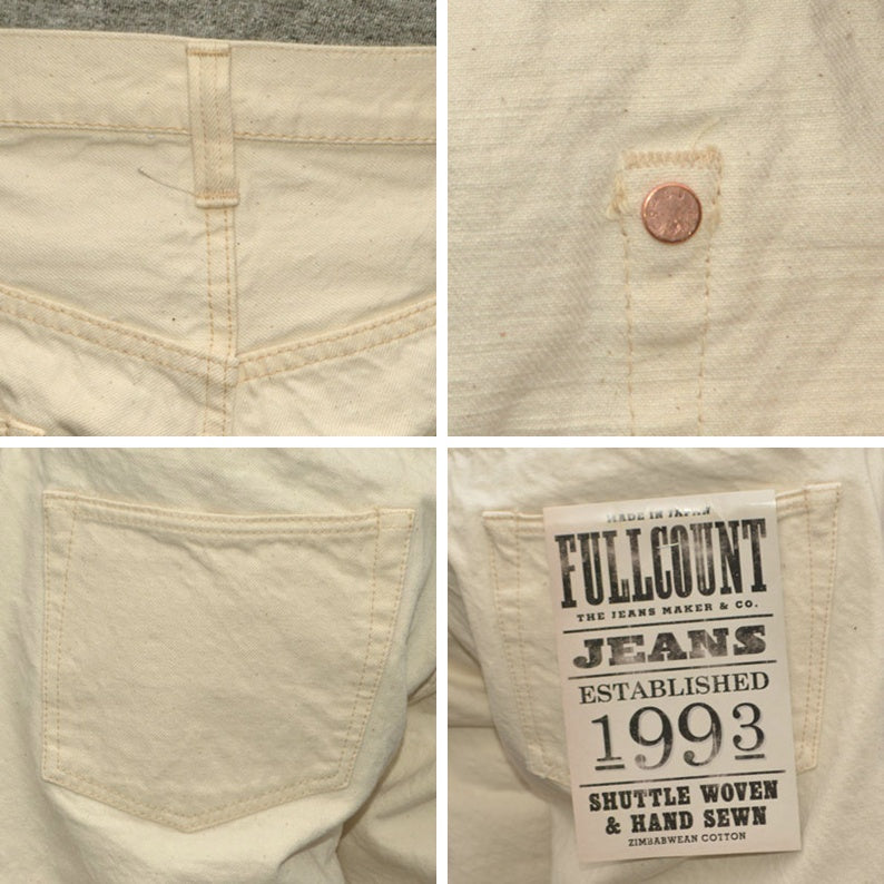 FULL COUNT "1904EC" 5POCKET ECRU DENIM SHORTS