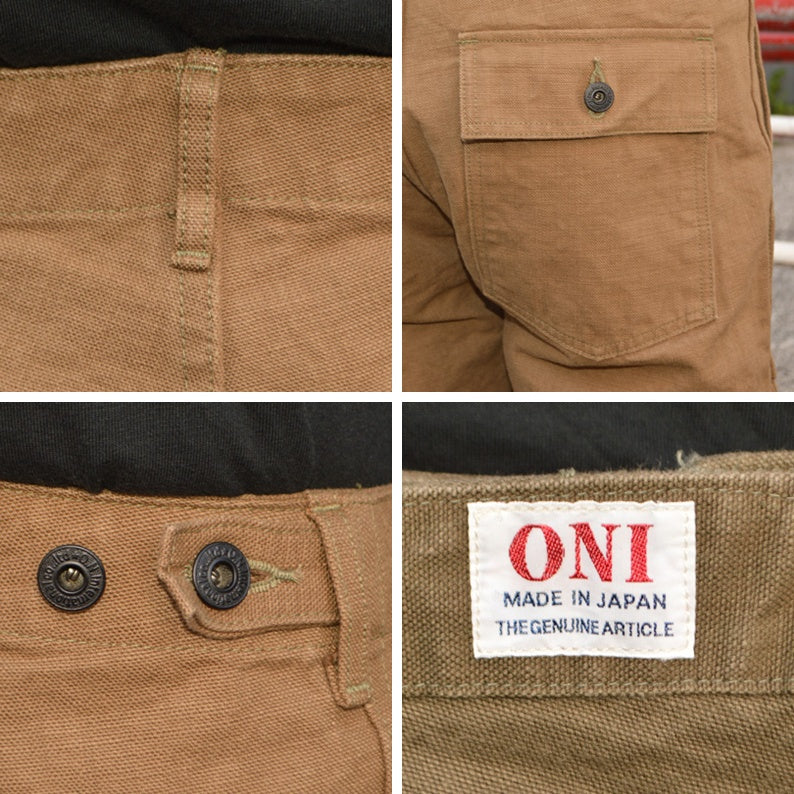 ONI DENIM "207-HOX" Baker Pants 13oz Sultur Dye Oxford "Brown Khaki /Olive Brown"