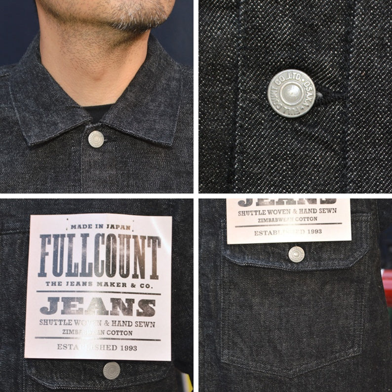 FULL COUNT "2102BK" 13.7oz Type 2 Black Denim Jacket