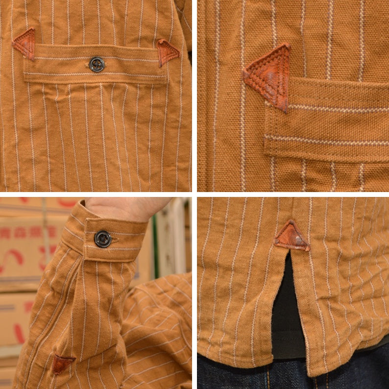 GREENEBAUM OVERALLS (WARE HOUSE) "2213 BR" 1880 HEAVY LEATHER BOUND JUMPER Duck Stripe