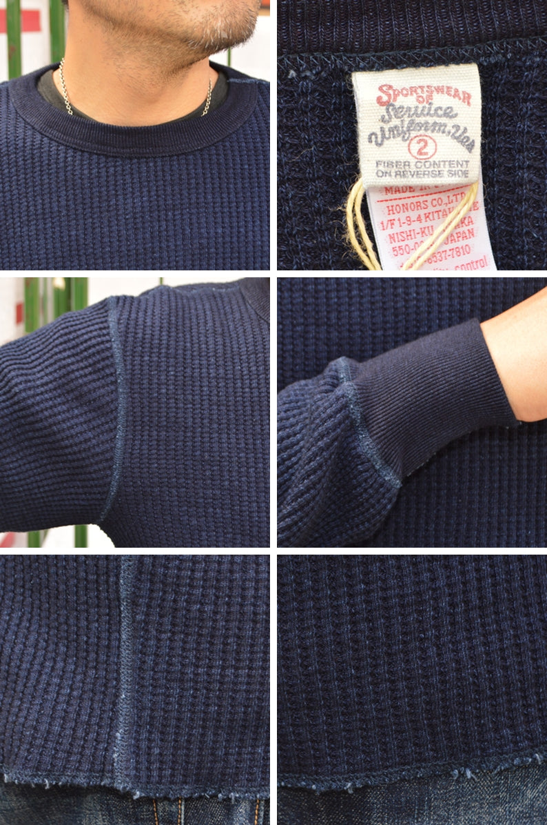 UES "60BW-I" Big Waffle T-Shirt Indigo