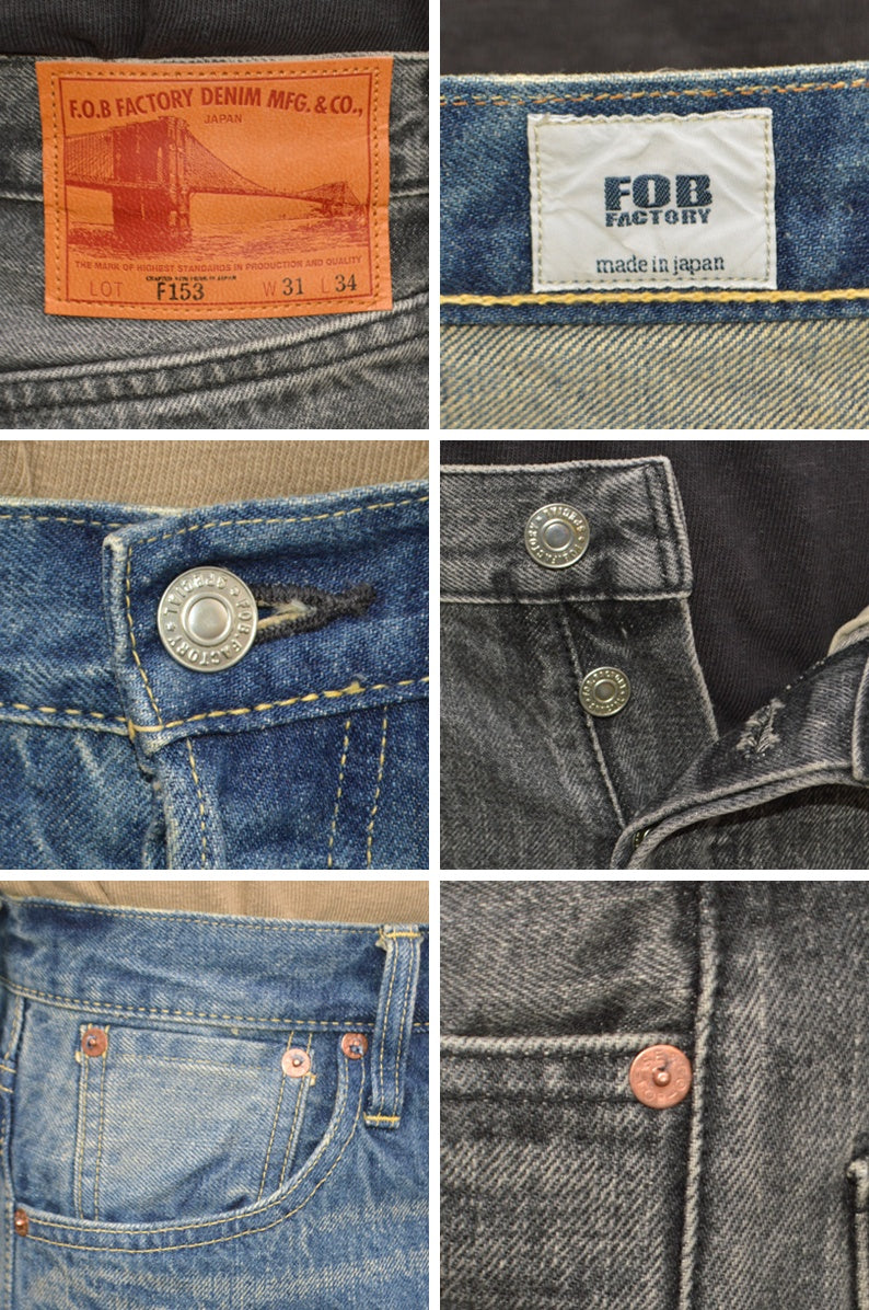 FOB FACTORY "F153(Used Wash)" 14.75oz SELVEDGE DENIM TAPERED 5P