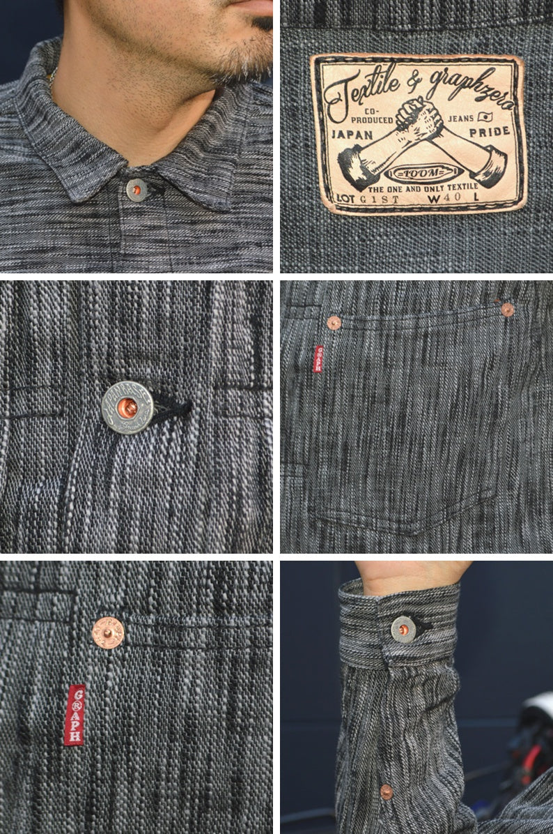 graphzero "GZ-SKGJ1ST-BKGY" 15oz Jean Jacket-WW2 (1st Skein dyeing BKGY)(Kasezome)