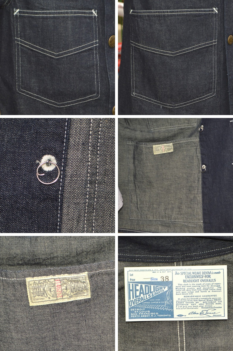 HEADLIGHT "HD15844" 9.5oz. SPECIAL WEAVE DENIM DOUBLE BREASTED COAT