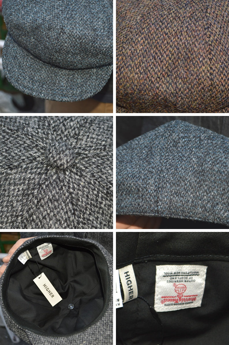HIGHER ”HT25028” Harris Tweed Oatmeal Casquette