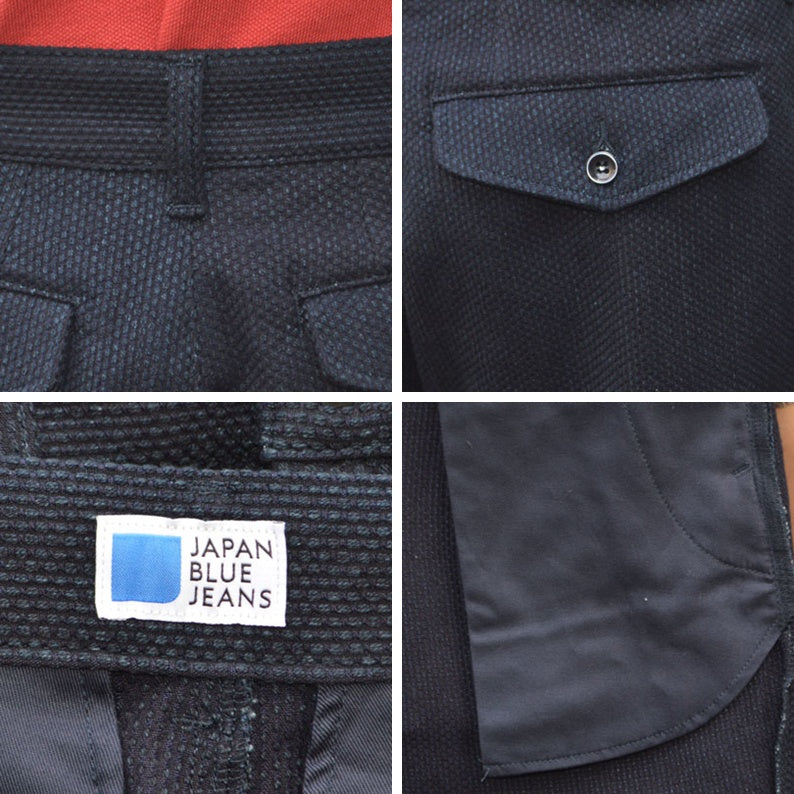 JAPAN BLUE JEANS "JBSP1004" 11oz Indigo Sashiko Jaguard Tuck Shorts