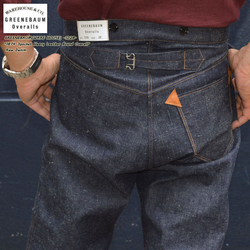 GREENEBAUM OVERALLS (WARE HOUSE) "1228" 1874 3POCKET HEAVY LEATHER BOUND OVERALL (INDIGO DENIM)