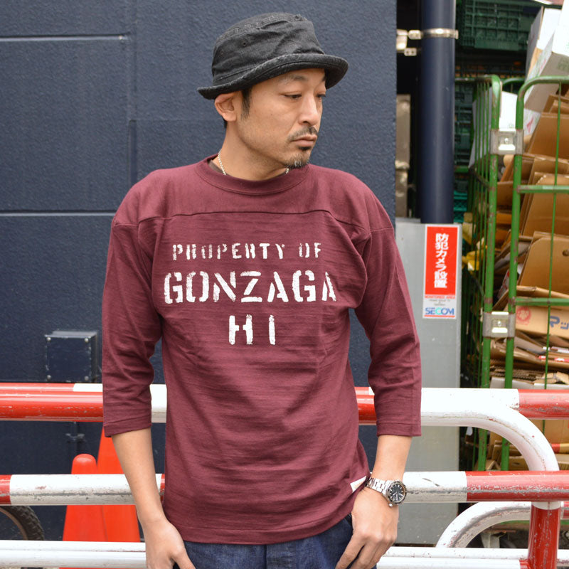 WARE HOUSE "4063 GONZAGA HI" 3/4 Sleeve Football T-shirt "GONZAGA HI"
