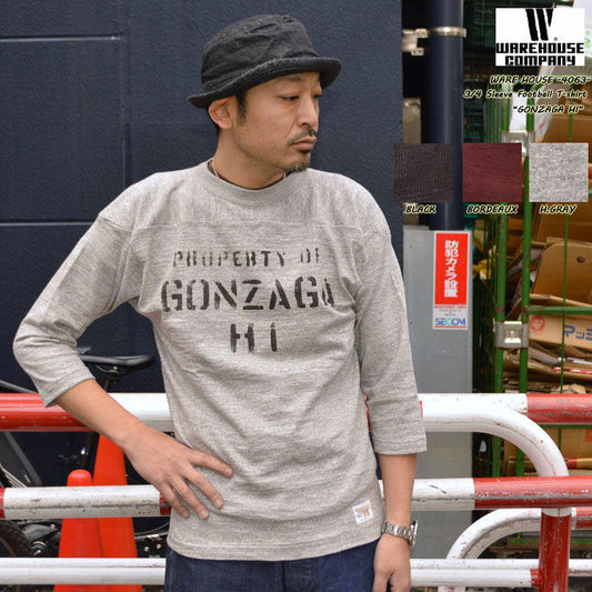 WARE HOUSE "4063 GONZAGA HI" 3/4 Sleeve Football T-shirt "GONZAGA HI"