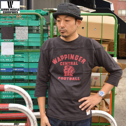 WARE HOUSE "4063 WAPPINGR" 3/4 Sleeve Football T-shirt