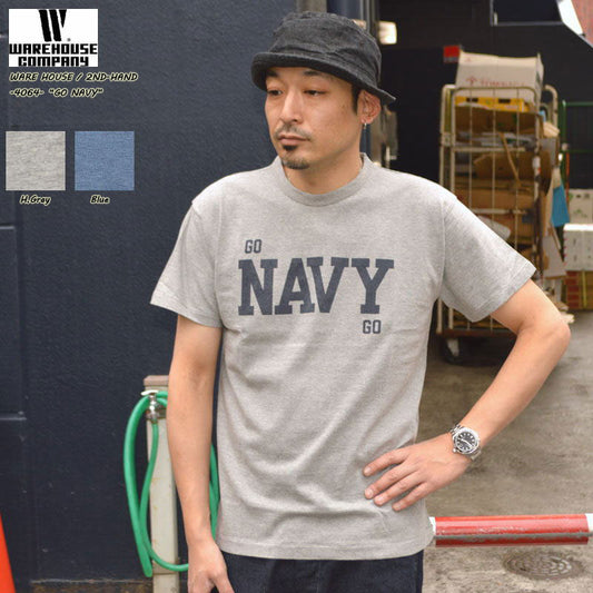 2ND-HAND (WAREHOUSE) "4064 GO NAVY" Print T-shirt