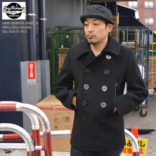BUZZ RICKSON'S William Gibson Collection "BR12394" Type Black Pea Coat