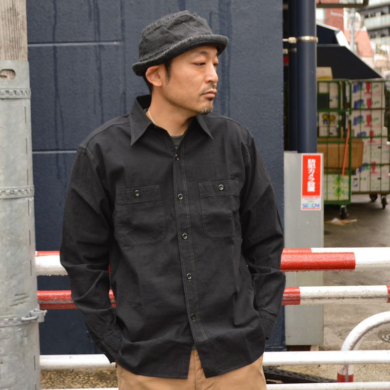 BUZZ RICKSON'S William Gibson Collection "BR29143" Black Chambray L/S Work Shirt