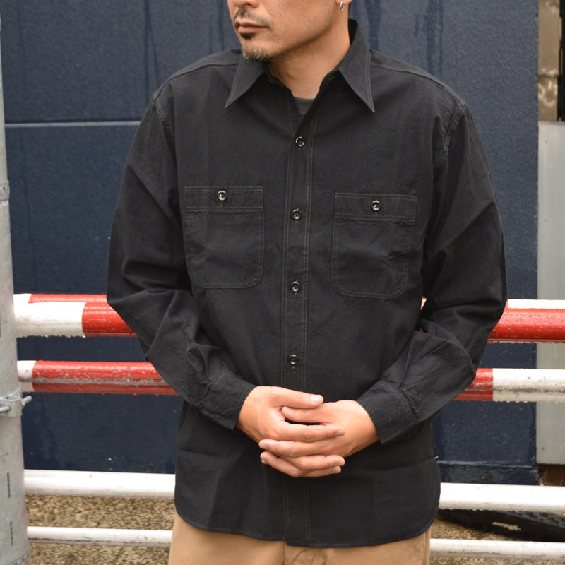 BUZZ RICKSON'S William Gibson Collection "BR29143" Black Chambray L/S Work Shirt