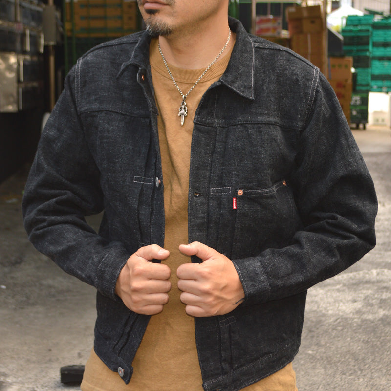 graphzero "GZ-SKGJ1ST-BK" Jean Jacket-WW2 (1st Skein dyeing BK)(Kasezome)