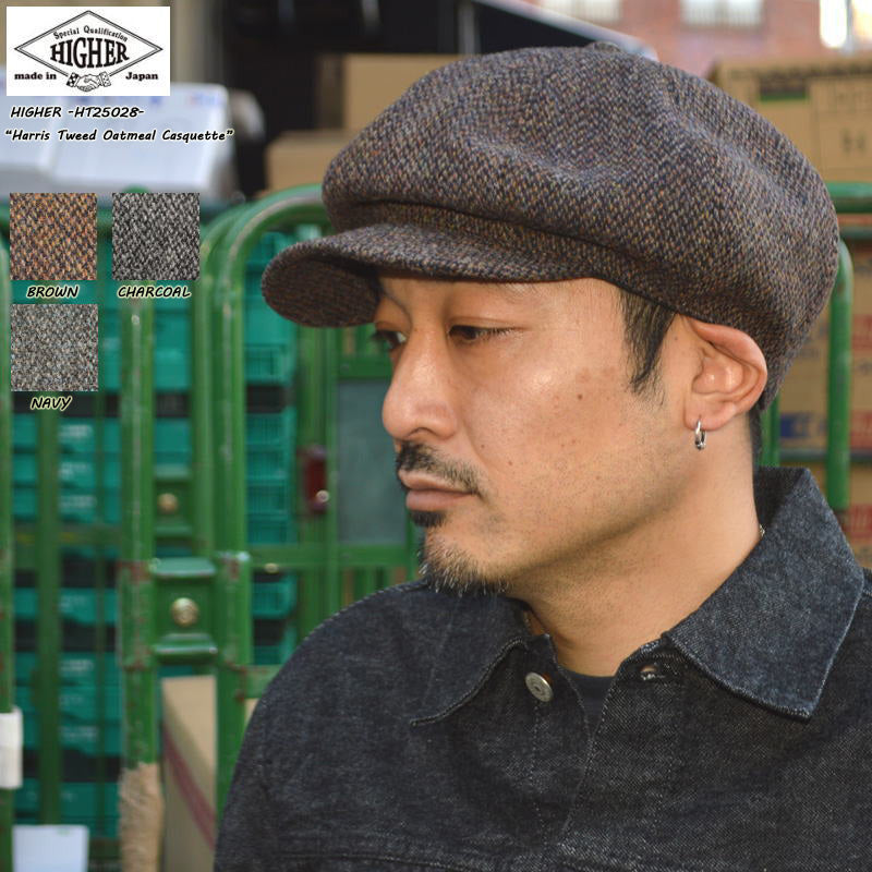 HIGHER ”HT25028” Harris Tweed Oatmeal Casquette