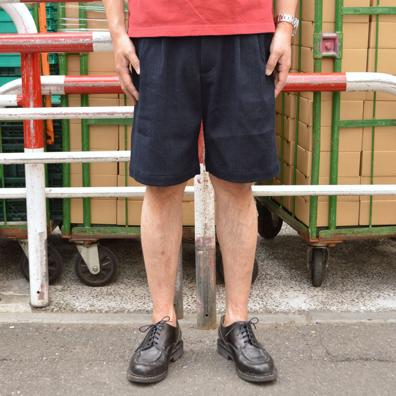 JAPAN BLUE JEANS "JBSP1004" 11oz Indigo Sashiko Jaguard Tuck Shorts