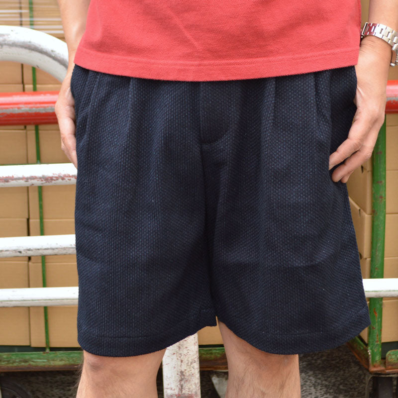 JAPAN BLUE JEANS "JBSP1004" 11oz Indigo Sashiko Jaguard Tuck Shorts