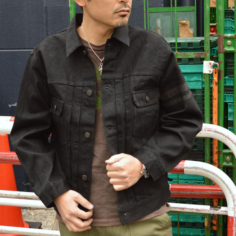 MOMOTARO JEANS "MMGJ1102" #002 Classic Black Denim Jacket 15.7oz