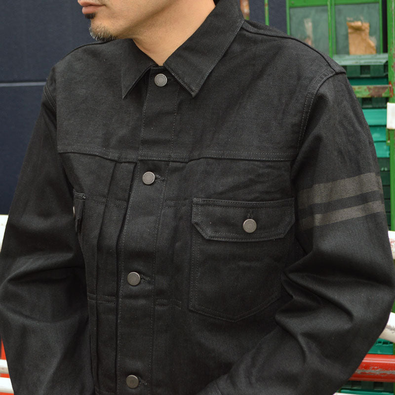 MOMOTARO JEANS "MMGJ1102" #002 Classic Black Denim Jacket 15.7oz