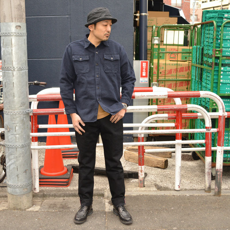 MOMOTARO JEANS "MMJZ1201" #200 CLASSIC TAPERED BLACK ZIPPER 15.7oz