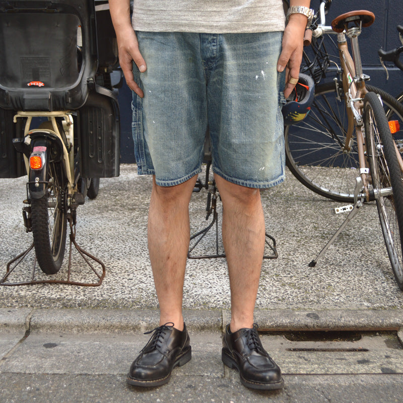 SUGAR CANE ”SC52568” 11oz. Blue Denim Work Shorts Aged Model