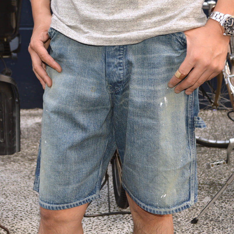 SUGAR CANE ”SC52568” 11oz. Blue Denim Work Shorts Aged Model