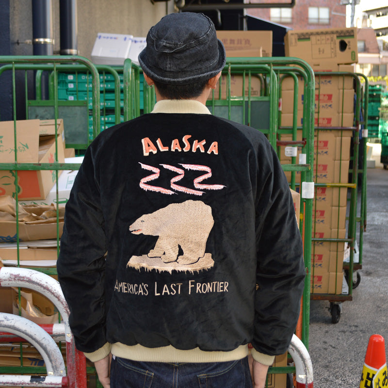 TAILOR TOYO "TT15792" Mid 1950s Style Velveteen Souvenir Jacket ”POLAR BEAR”×”ALASKA MAP”