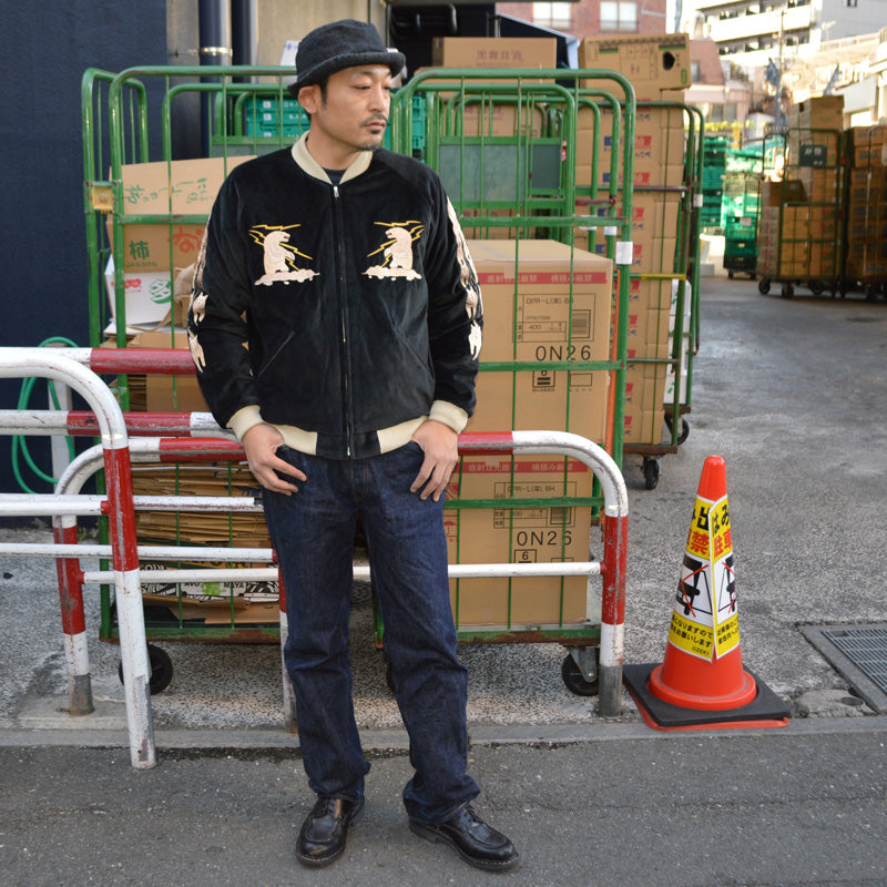 TAILOR TOYO "TT15792" Mid 1950s Style Velveteen Souvenir Jacket ”POLAR BEAR”×”ALASKA MAP”