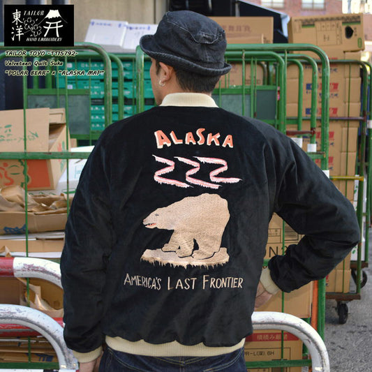 TAILOR TOYO "TT15792" Mid 1950s Style Velveteen Souvenir Jacket ”POLAR BEAR”×”ALASKA MAP”