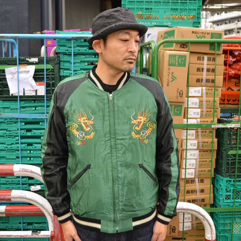 TAILOR TOYO "TT15795" Early 1950s Style Velveteen Souvenir Jacket “TIGER HEAD”×”GOLD DRAGON”