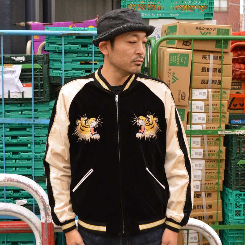 TAILOR TOYO "TT15795" Early 1950s Style Velveteen Souvenir Jacket “TIGER HEAD”×”GOLD DRAGON”