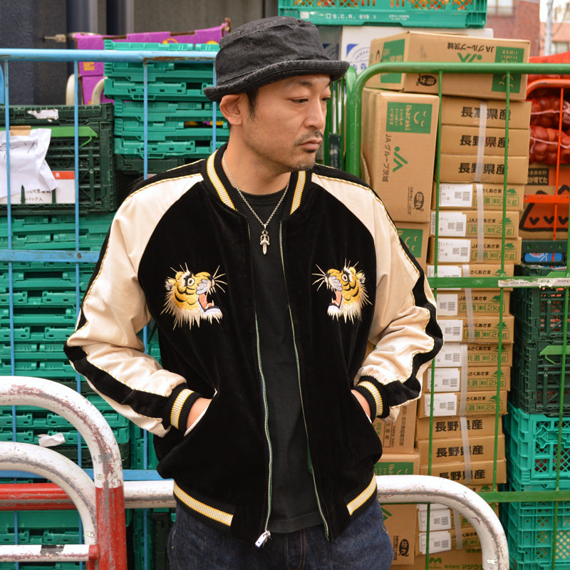 TAILOR TOYO "TT15795" Early 1950s Style Velveteen Souvenir Jacket “TIGER HEAD”×”GOLD DRAGON”
