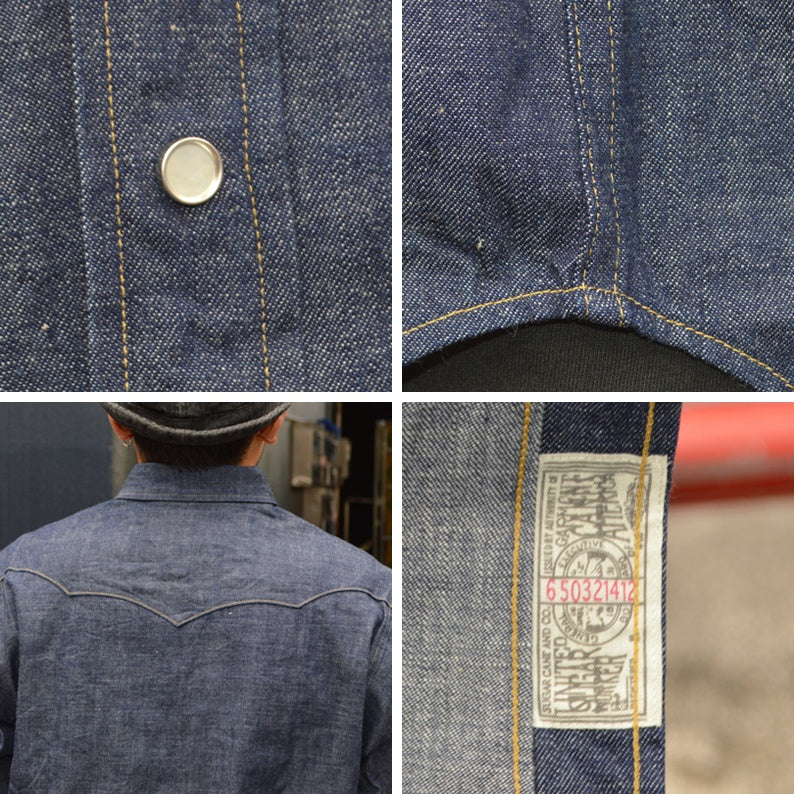SUGAR CANE、SC28190、Blue Denim L/S Western Shirt