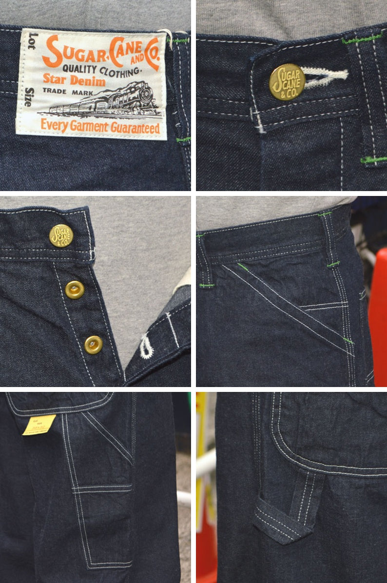 SUGAR CANE "SC42495" 11oz. Blue Denim Work Pants 11oz