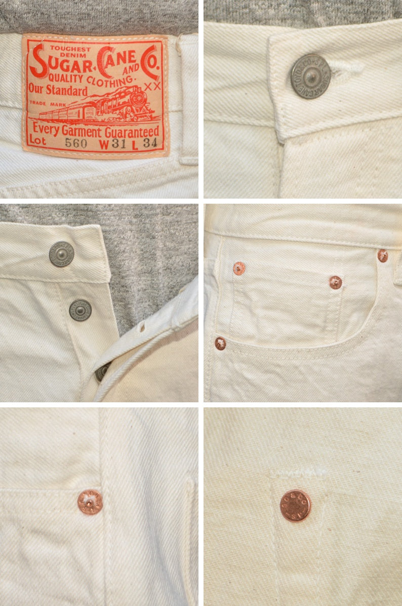 SUGAR CANE "SC42560" 13oz. White Denim 1947 Model