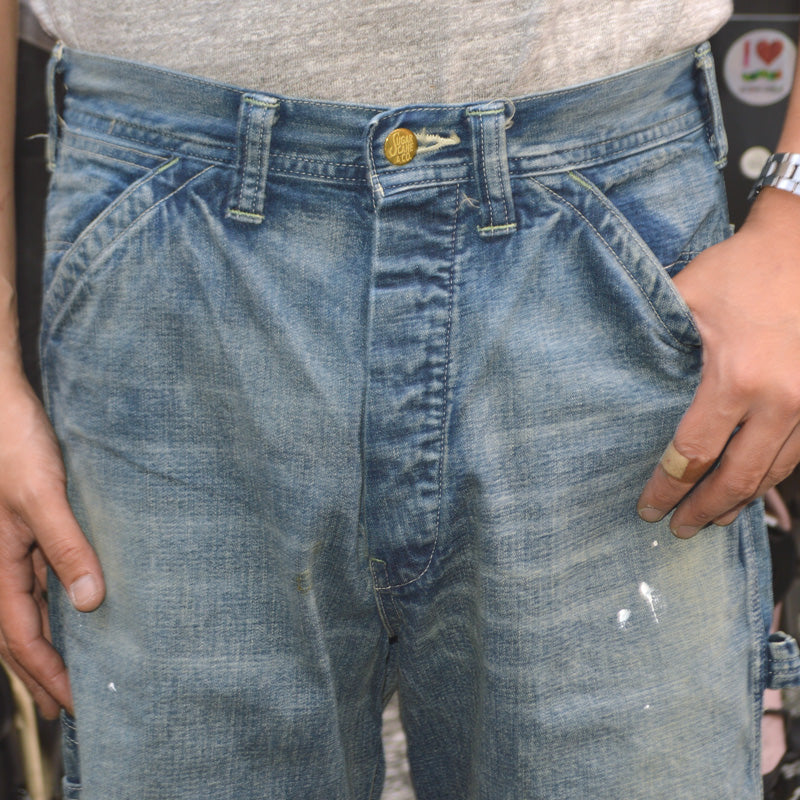 SUGAR CANE ”SC52568” 11oz. Blue Denim Work Shorts Aged Model
