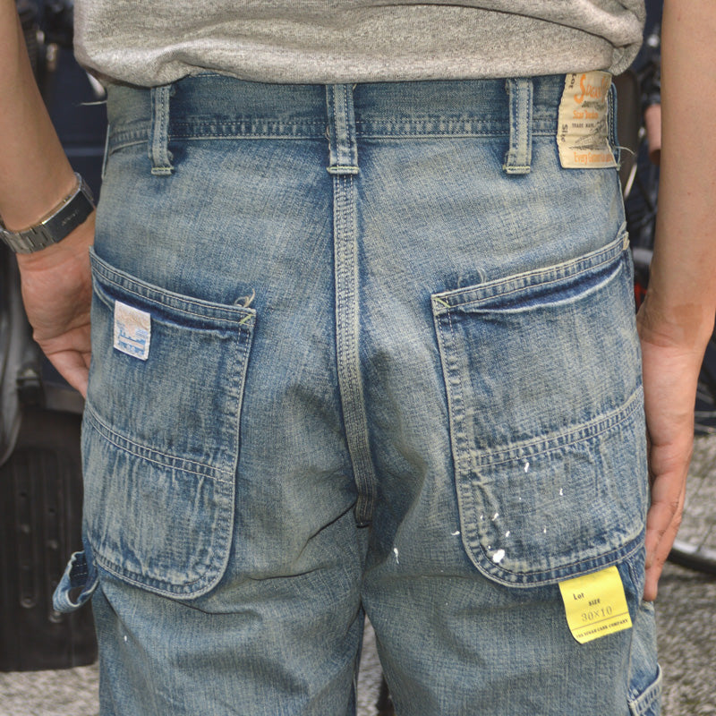 SUGAR CANE ”SC52568” 11oz. Blue Denim Work Shorts Aged Model
