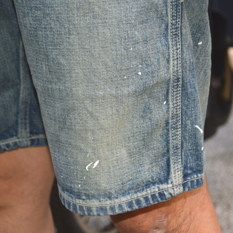 SUGAR CANE ”SC52568” 11oz. Blue Denim Work Shorts Aged Model