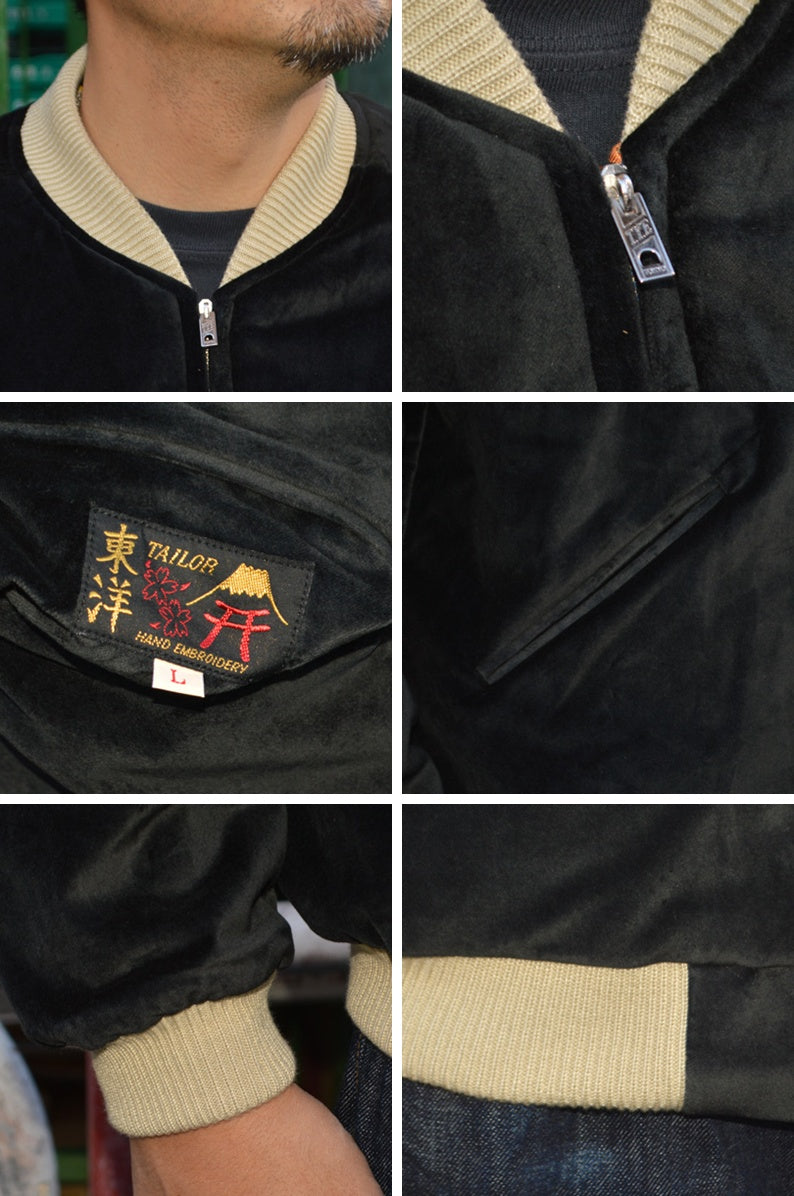 TAILOR TOYO "TT15792" Mid 1950s Style Velveteen Souvenir Jacket ”POLAR BEAR”×”ALASKA MAP”