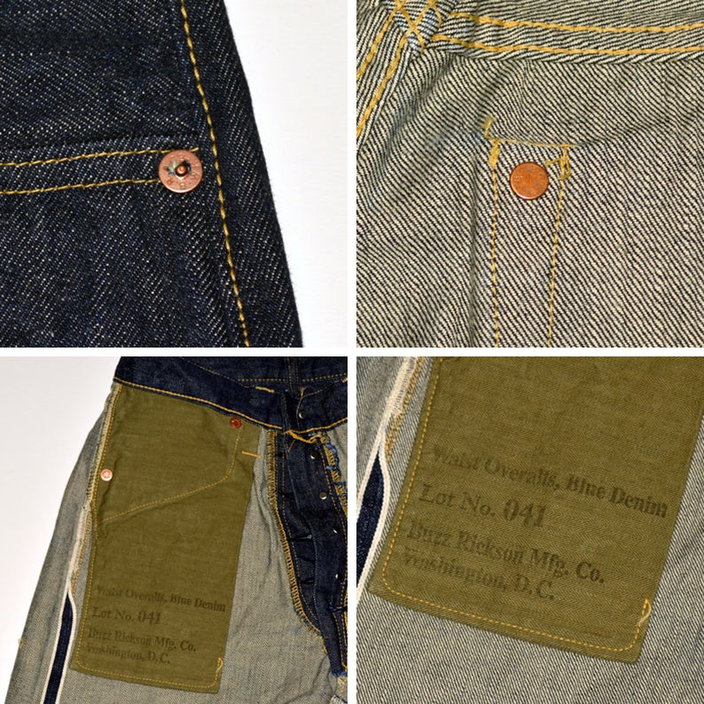 BUZZ RICKSON'S "BR43041" WORLD WAR2 BLUE DENIM WAIST OVERALLS