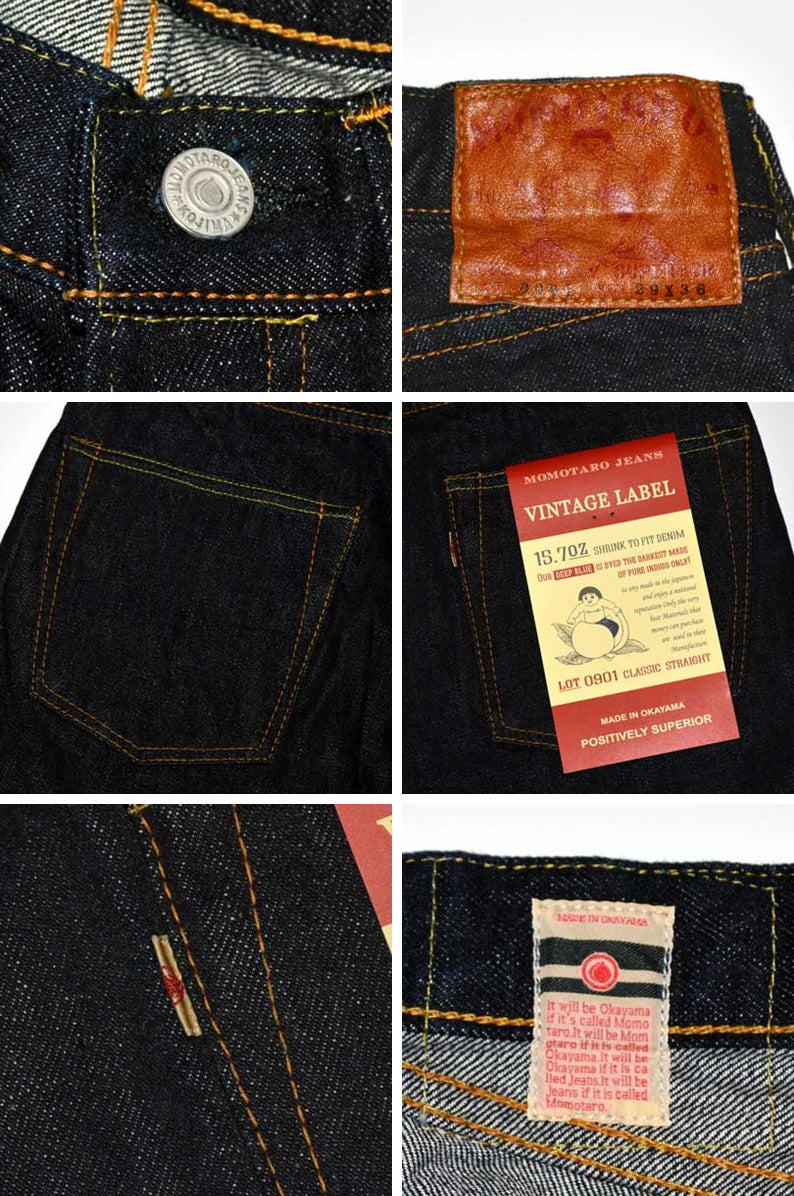 MOMOTARO JEANS "0901" VINRAGE LABEL 15.7oz Denim Classic Straight