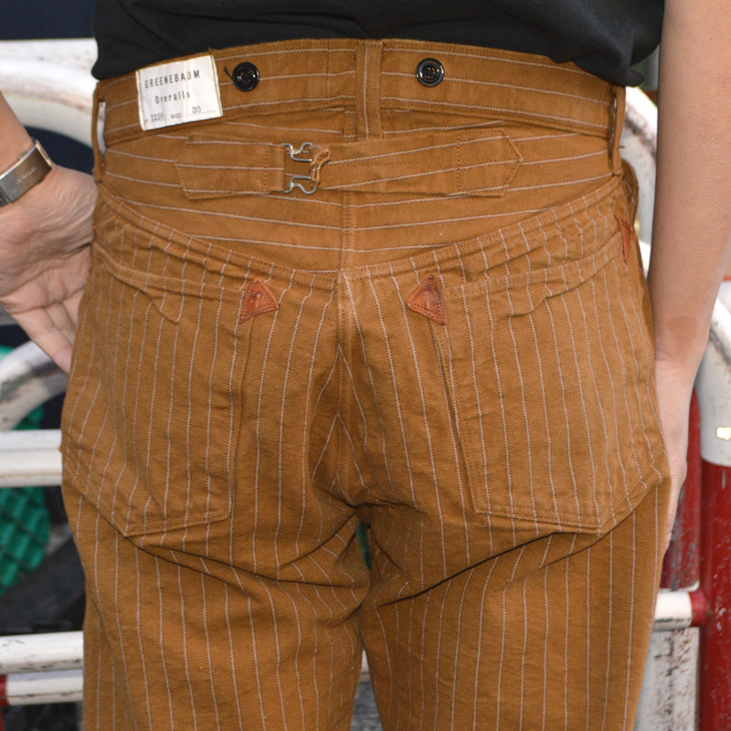 GREENEBAUM OVERALLS (WAREHOUSE) "1229" 1900 4POCKET HEAVY LEATHER BOUND OVERALL (DUCK STRIPE)