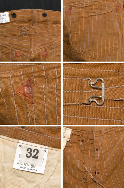 GREENEBAUM OVERALLS (WAREHOUSE) "1229" 1900 4POCKET HEAVY LEATHER BOUND OVERALL (DUCK STRIPE)