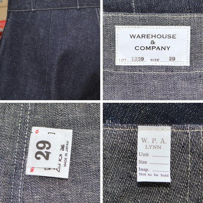 WAREHOUSE "1239" 1930'S WPA DOUBLE KNEE DENIM TROUSERS